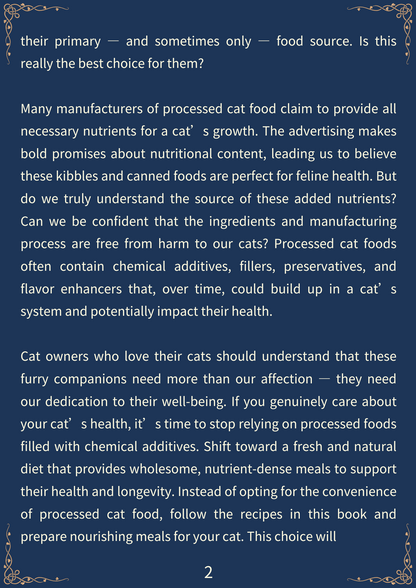 Say No to Processed Food-50 Healthy Meals You Can Make for Your Cat-Dark Mode(185 pages)