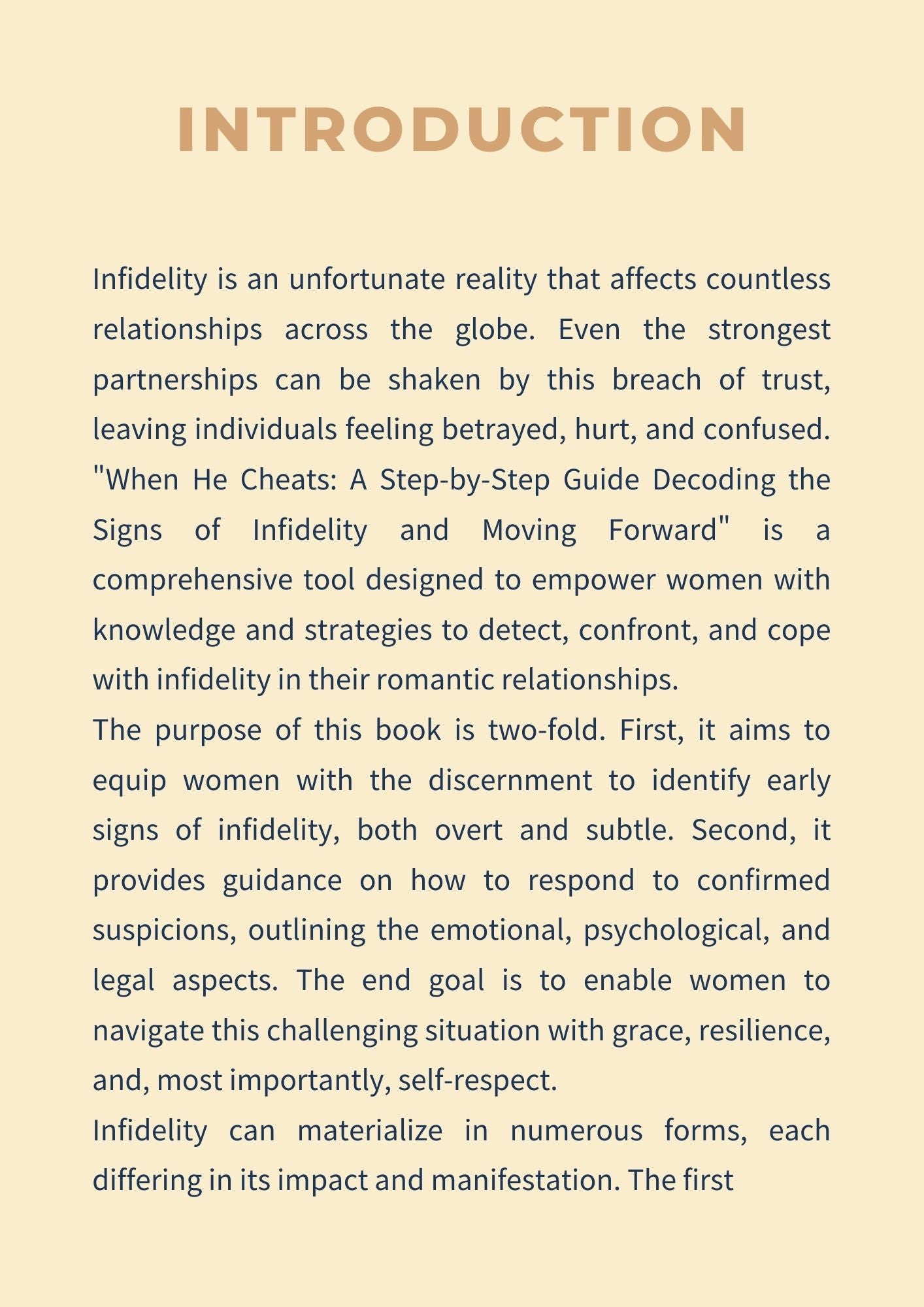 When He Cheats. A Step-by-Step Guide Decoding the Signs of Infidelity and Moving Forward.(167 pages)