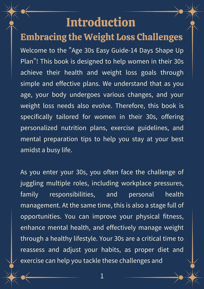 Age 30s Easy Guide. 14-Day Shape Up Plan-Dark Mode(235 pages)