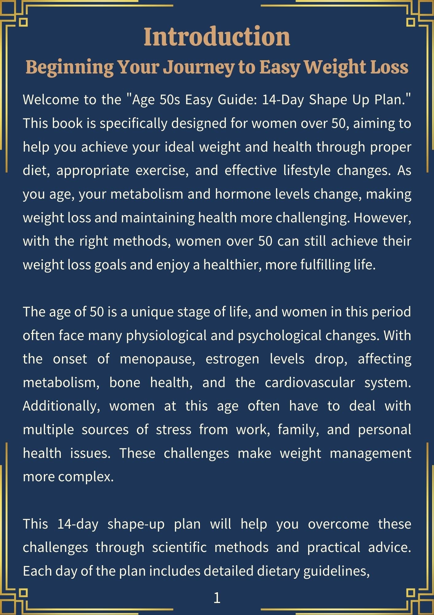 Age 50s Easy Guide. 14-Day Shape Up Plan-Dark Mode(219 pages)